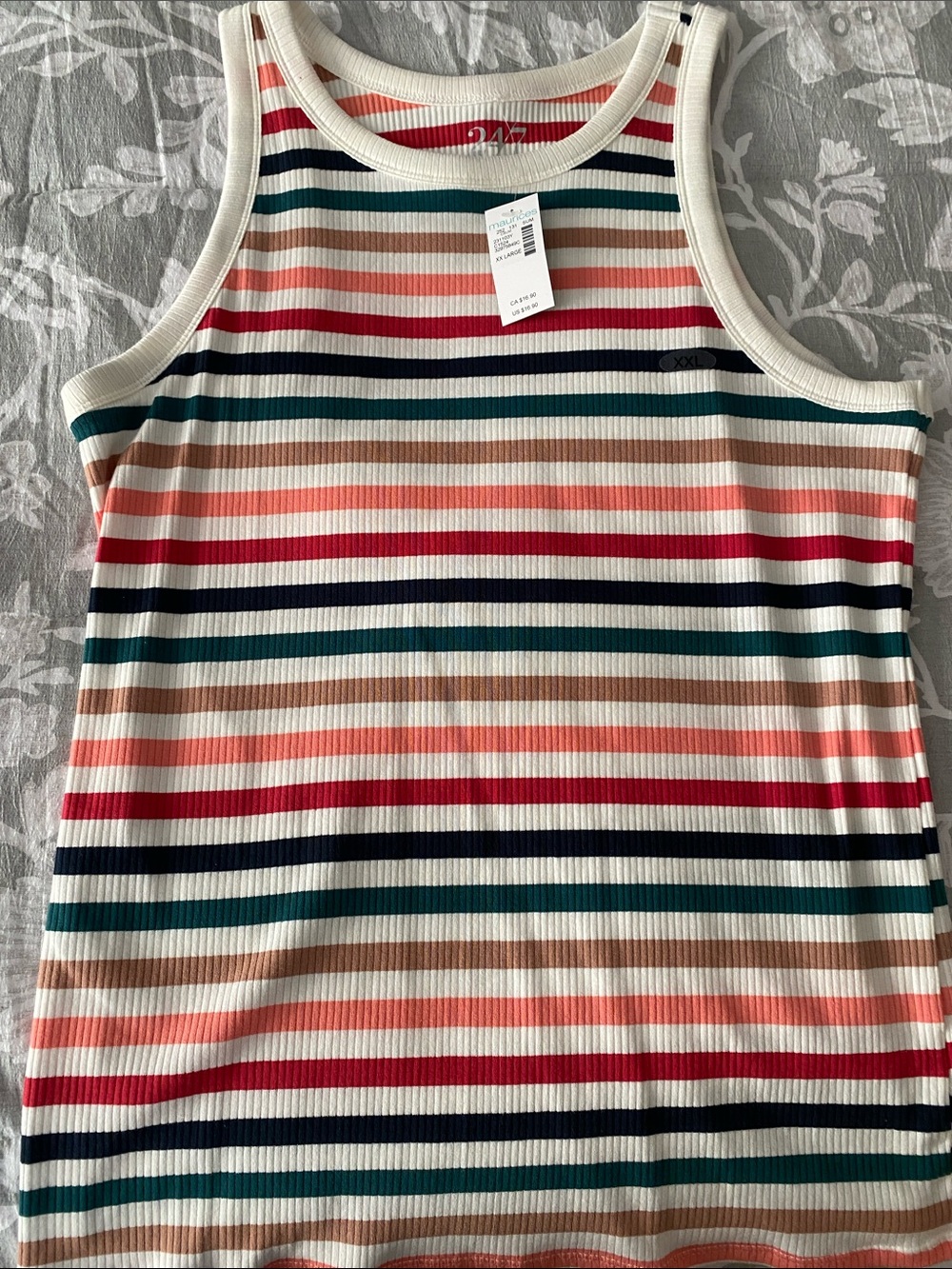 Maurices 24/7 Multicolor Striped Ribbed Tank